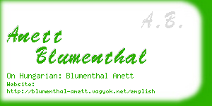 anett blumenthal business card